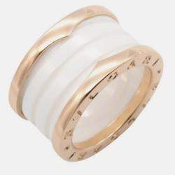 Pre Owned Bvlgari B.Zero1 18K Rose Gold and Ceramic Band Ring EU 51