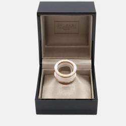 Pre Owned Bvlgari B.Zero1 18K Rose Gold and Ceramic Band Ring EU 51