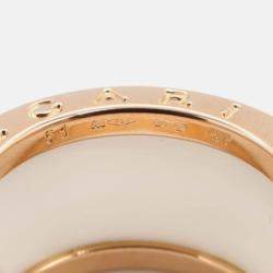 Pre Owned Bvlgari B.Zero1 18K Rose Gold and Ceramic Band Ring EU 51