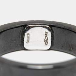 Pre Owned Bvlgari Bvlgari Ceramic Diamond 18k White Gold Ring Size 53