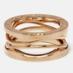 Pre Owned Bvlgari B.Zero1 Design Legend 18K Rose Gold 3-Band Ring Size 52