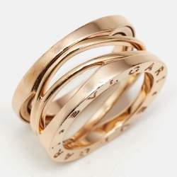 Pre Owned Bvlgari B.Zero1 Design Legend 18K Rose Gold 3-Band Ring Size 52