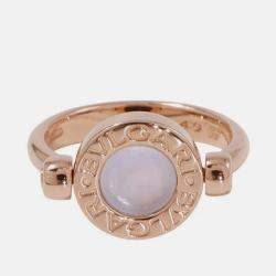Pre Owned Bvlgari Bvlgari Bvlgari 18K Rose Gold and Ceramic Ring EU 49