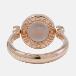 Pre Owned Bvlgari Bvlgari Bvlgari 18K Rose Gold and Ceramic Ring EU 49