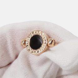 Pre Owned Bvlgari Bvlgari Bvlgari 18K Rose Gold and Ceramic Ring EU 49