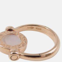 Pre Owned Bvlgari Bvlgari Bvlgari 18K Rose Gold and Ceramic Ring EU 49