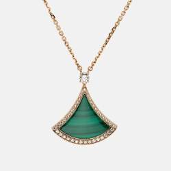 Pre Owned Bvlgari Divas’ Dream Malachite Diamond 18k Rose Gold Necklace