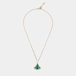 Pre Owned Bvlgari Divas’ Dream Malachite Diamond 18k Rose Gold Necklace
