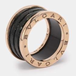 Pre Owned Bvlgari B.Zero1 18K Rose Gold and Ceramic Band Ring EU 53