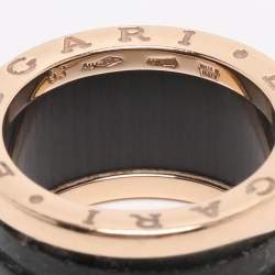 Pre Owned Bvlgari B.Zero1 18K Rose Gold and Ceramic Band Ring EU 53