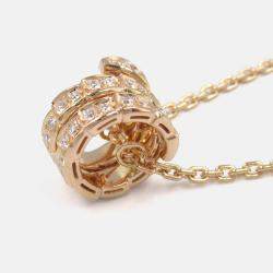 Pre Owned Bvlgari Serpenti Viper Diamond 18K Rose Gold Pendant Necklace