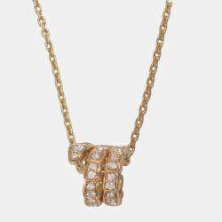 Pre Owned Bvlgari Serpenti Viper Diamond 18K Rose Gold Pendant Necklace