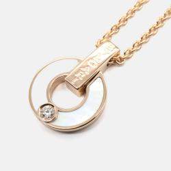 Pre Owned Bvlgari Diamond and Mother of Pearl 18K Rose Gold Pendant Necklace