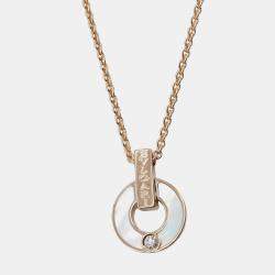 Pre Owned Bvlgari Diamond and Mother of Pearl 18K Rose Gold Pendant Necklace