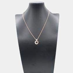 Pre Owned Bvlgari Diamond and Mother of Pearl 18K Rose Gold Pendant Necklace