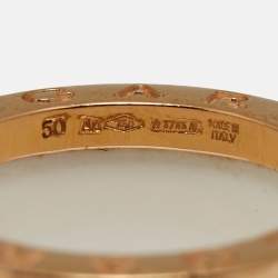 Pre Owned Bvlgari B.Zero1 4-Band White Ceramic 18k Rose Gold Ring Size 50