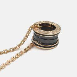 Pre Owned Bvlgari B.zero1 18K Rose Gold and Black Ceramic Pendant Necklace