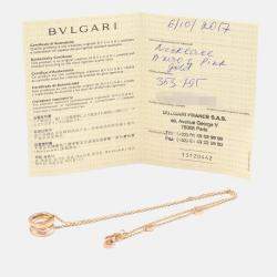 Pre Owned Bvlgari B.zero1 Legend 18K Rose Gold Pendant Necklace