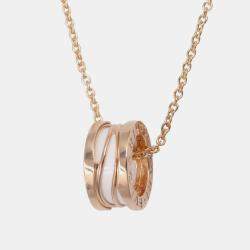 Pre Owned Bvlgari B.zero1 Legend 18K Rose Gold and White Ceramic Necklace