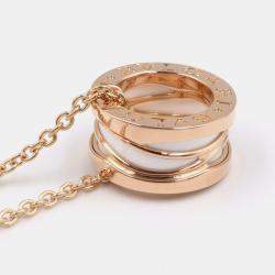 Pre Owned Bvlgari B.zero1 Legend 18K Rose Gold and White Ceramic Necklace