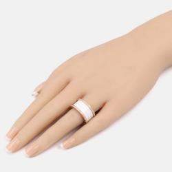 Pre Owned Bvlgari B.zero1 Diamond 18K Rose Gold and Ceramic Ring EU 56