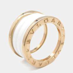 Pre Owned Bvlgari B.Zero1 18K Rose Gold and Ceramic Band Ring EU 51
