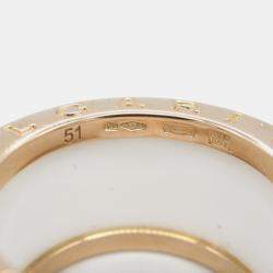 Pre Owned Bvlgari B.Zero1 18K Rose Gold and Ceramic Band Ring EU 51