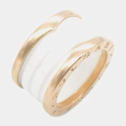 Pre Owned Bvlgari B.Zero1 18K Rose Gold and Ceramic Band Ring EU 51