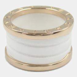 Pre Owned Bvlgari B.Zero1 18K Rose Gold and Ceramic Band Ring EU 50