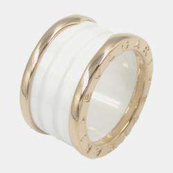 Pre Owned Bvlgari B.Zero1 18K Rose Gold and Ceramic Band Ring EU 50