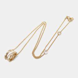 Pre Owned Bvlgari B.zero1 Legend 18K Rose Gold and White Ceramic Necklace