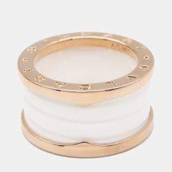 Pre Owned Bvlgari B.Zero1 18K Rose Gold and Ceramic Band Ring EU 53