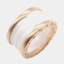 Pre Owned Bvlgari B.Zero1 18K Rose Gold and Ceramic Band Ring EU 53