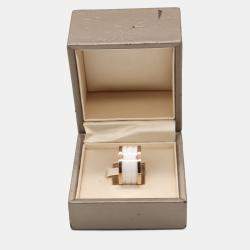 Pre Owned Bvlgari B.Zero1 18K Rose Gold and Ceramic Band Ring EU 53