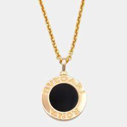 Pre Owned Bvlgari Bvlgari Bvlgari Onyx and Diamond 18K Rose Gold Pendant Necklace