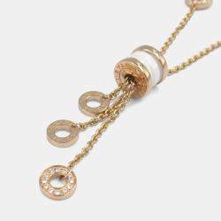 Pre Owned Bvlgari B.zero1 Diamond 18K Rose Gold and Ceramic Pendant Necklace