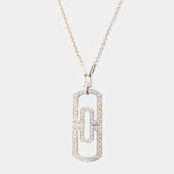 Pre Owned Bvlgari Parentesi 18K White Gold and Diamond Pendant Necklace