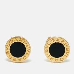 Pre Owned Bvlgari Bvlgari Bvlgari Onyx 18k Yellow Gold Stud Earrings