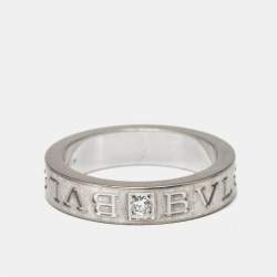 Pre Owned Bvlgari Bvlgari Bvlgari  Diamond 18k White Gold Ring Size 50
