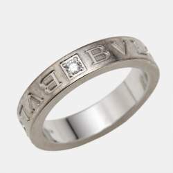 Pre Owned Bvlgari Bvlgari Bvlgari  Diamond 18k White Gold Ring Size 50