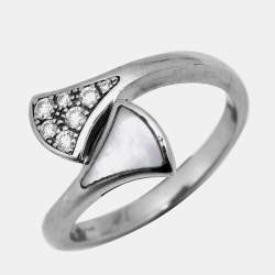 مملوكة مسبقًا خاتم بلغاري ديفاز دريم أم اللؤلؤ وماس وذهب أبيض عيار 18 مقاس 51