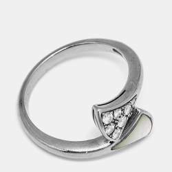 مملوكة مسبقًا خاتم بلغاري ديفاز دريم أم اللؤلؤ وماس وذهب أبيض عيار 18 مقاس 51