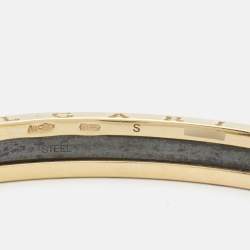 Pre Owned Bvlgari B Zero 18K Rose Gold  Black Coated Steel Bracelet S