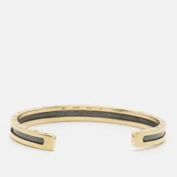 Pre Owned Bvlgari B Zero 18K Rose Gold  Black Coated Steel Bracelet S