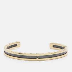 Pre Owned Bvlgari B Zero 18K Rose Gold  Black Coated Steel Bracelet S