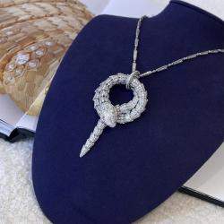 مملوكة مسبقًا Bulgari Serpenti Double Coil Necklace White Gold Full Diamond