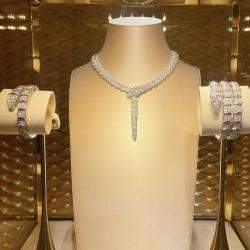 مملوكة مسبقًا Bulgari Serpenti Viper Necklace White Gold Full Diamond Wide Model