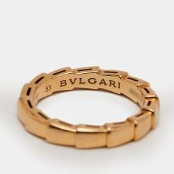 Pre Owned Bvlgari Serpenti Viper 18 Rose Gold Ring Size 53