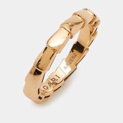 Pre Owned Bvlgari Serpenti Viper 18 Rose Gold Ring Size 53
