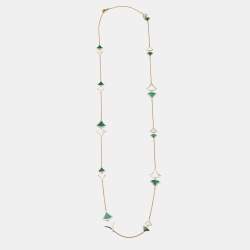 Pre Owned قلادة بلغاري ديفاز دريم مالاكيت ذهب وردي عيار 18 وصدف